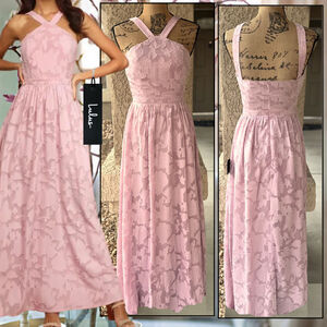 Lulus Love and Beyond Mauve Pink Burnout Floral Maxi Dress Size XS